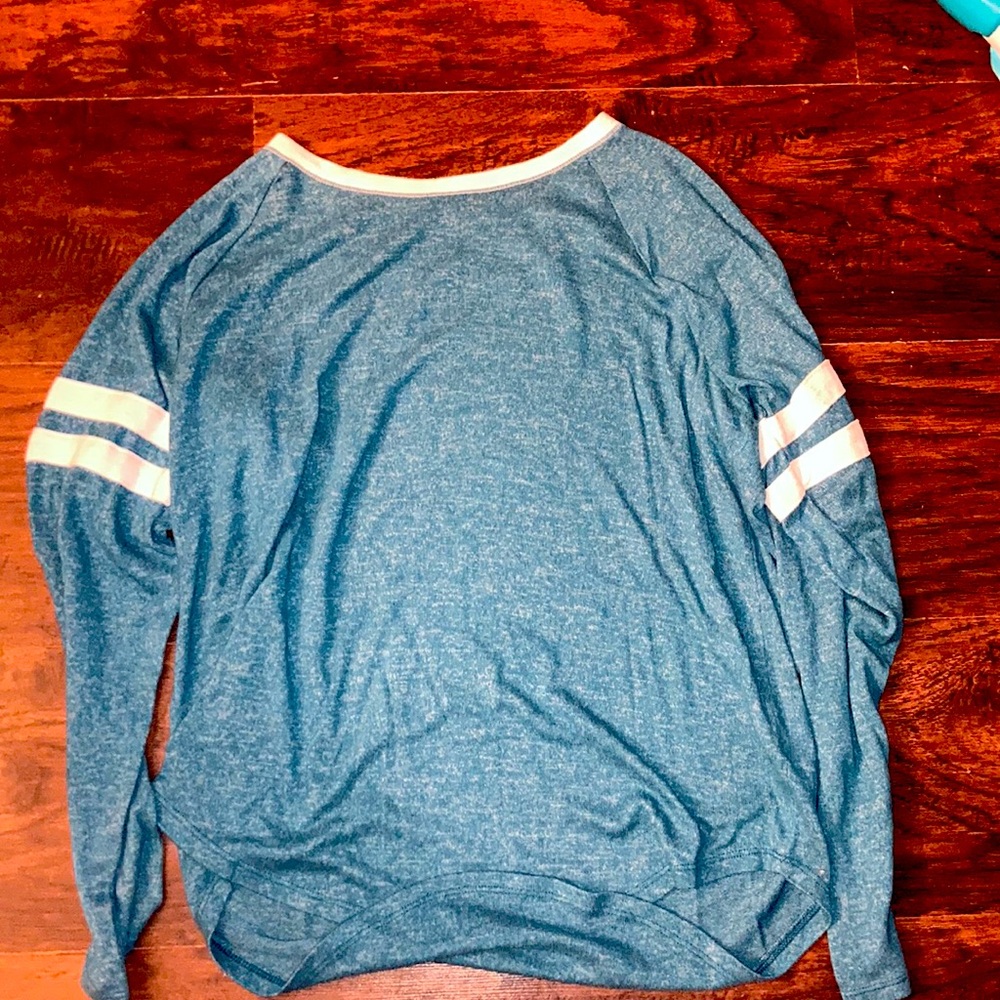 So Blue Striped-Sleeve Top